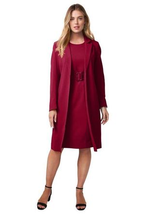 Jessica London Belted Jacket Dress in Rich Burgundy at Nordstrom, Size 24