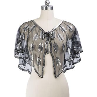 Saachi Sequin Mesh Capelet in Black at Nordstrom Rack
