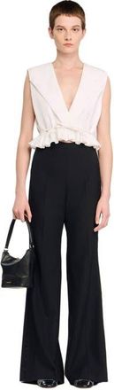 Sandro Satin stripe suit trousers in Black at Nordstrom, Size 42 Eu