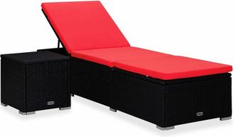 vidaXL Tumbona Con Coj&iacute;n Y Mesita De Rat&aacute;n Sint&eacute;tico Rojo Vidaxl
