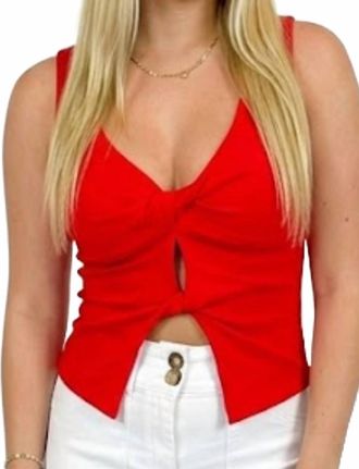 Minkpink Twist Tie Top In Quirk Red