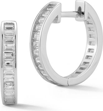 Chloe and Madison Baguette CZ Huggie Hoop Earrings in Silver at Nordstrom Rack