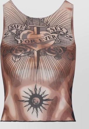 Jean Paul Gaultier printed sleeveless mesh tank top