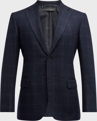 Brioni Men & apos;s Wool-Cashmere Windowpane Sport Coat