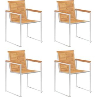 vidaXL Vidaxl - Sillas De Jard&iacute;n 4 Uds Madera Maciza Teca Y Acero Inoxidable