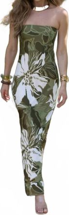 Rococo Sand Strapless Maxi Dress In Green