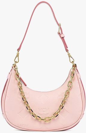 MCM Small Aren Crescent Hobo Bag in Maxi Monogram Leather
