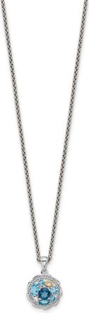 Diamond2Deal Sterling Silver with 14k Accent Gemstone Round Pendant Necklace