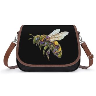 Generic Bee with Forests Pattern Crossbody Bags for Women Fashion Leather Shoulder Handbags With Adjustable Strap