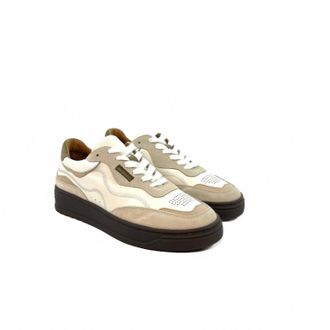 Alohas Vintage Leather Sneakers In Beige Olive