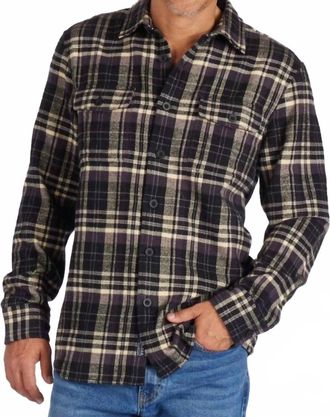 Grayers Herringbone Heritage Flannel Shirt In Black Cream