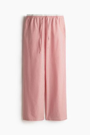 H&M Popelinehose mit Kordelzug und doppeltem Bund - Rot/Gestreift