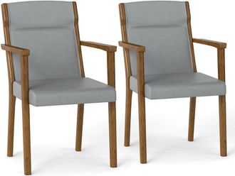 Costway Modern Dining Chairs Set of 2 Upholstered Wooden Accent Chairs