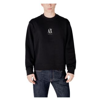 A|X Armani Exchange Sweatshirts, male, Black, Size: XL Black Round Neck Sweatshirt for Men