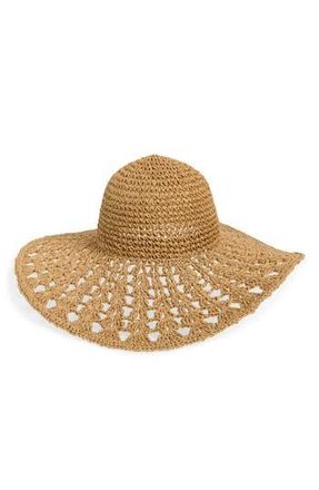 Steve Madden Textural Straw Crochet Floppy Hat in Natural at Nordstrom Rack
