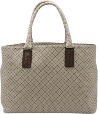 Bottega Veneta Pre-owned Marcopolo Coated Canvas Tote Bag - Dames - Vintage Shopper - Grijs - ONE Size - Leer - Vintage