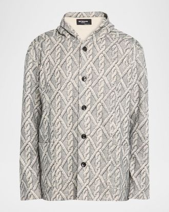 Kiton Men & apos;s Cable Knit-Print Hooded Sweater