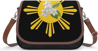 Generic Philippines Sun Symbol Sampaguita Womens Crossbody Bag Fashion Shoulder Handbags Message Tote Bag with Adjustable Strap