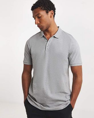 Jacamo Pure Cotton Marl Pique Polo Long Length