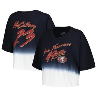 Majestic Threads Womens Majestic Threads Christian McCaffrey Black/White San Francisco 49ers Dip-Dye Player Name & Number Crop Top at Nordstrom, Size Xx-Large
