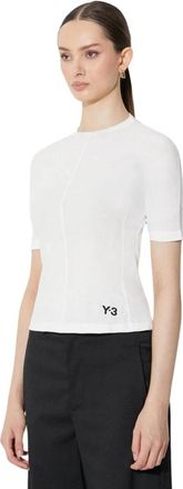Yohji Yamamoto Fitted Short Sleeve Tee - Dames - T-shirts - Wit - XS - Katoen - Tops