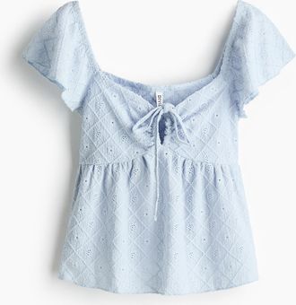H&M Bluse aus Pointellejersey - Hellblau