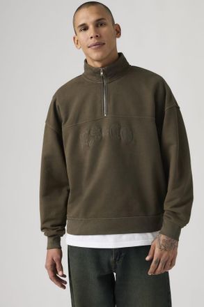 Levi's Felpa squadrata con cerniera a tre quarti - Uomo - XL - Marrone / Major Brown