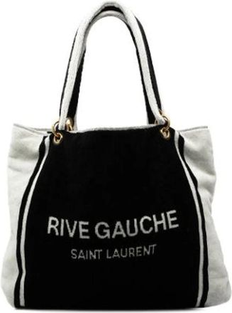 Saint Laurent Pre-owned Tote Bags, female, Black, Size: ONE SIZE Pre-owned Cotton Tote