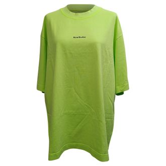 Acne Studios Acne Studios Erin Stamp T-shirtjurk van katoen in neon groen