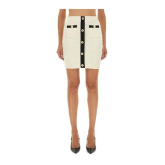 Self Portrait Rokken, Dames, Wit, M, Katoen, Boucle Knit Mini Rok
