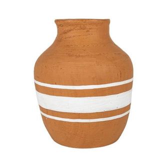 Foreside Home And Garden Multi White Stripe Terracotta Vase at Nordstrom