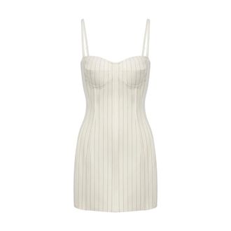Dondup Mini Abito Pinstripe Slim - - Dresses - Donna - Bianco - S