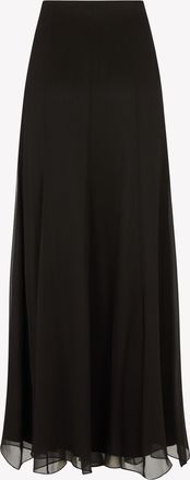 Serena Bute Silk Georgette Full Length Skirt - Black Silk