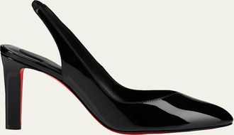 Christian Louboutin 85mm Fannylove Patent Leather Slingback Pumps