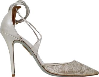 Aquazzura Matilde Lace Bridal Pumps in White Polyester