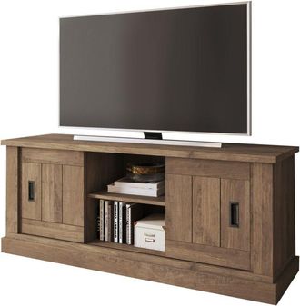 Dmora Mobile Porta tv Mesola, un Ripiano, 2 Ante, 4 Vani, 45x46x60h cm Marrone Noce