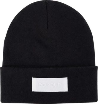 Dondup Accessoires, unisex, Zwart, ONE Size, Wol, Logo-label Beanie