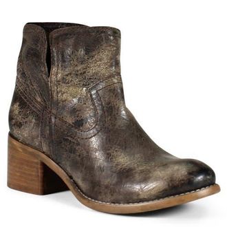 Diba WALNUT GROVE Distressed Leather Pull-On Western Bootie in Charcoal at Nordstrom, Size 8.5