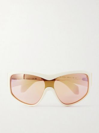 Moncler Occhiali Da Sole Da Sci Con Montatura Ovale Thyra - Crema