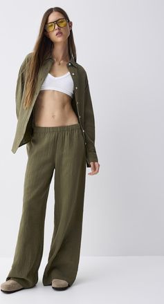 Twik Womens Wide-leg organic cotton gauze pant