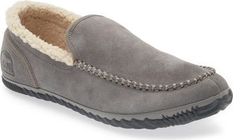 Sorel Dude MOC Faux Fur Lined Slipper in Quarry at Nordstrom, Size 10.5