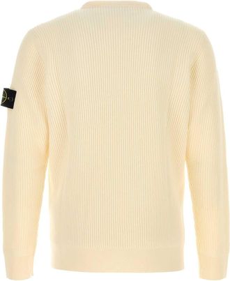 Stone Island Mens Cream Wool Sweater Ivory Exterior: Virgin Maglieria