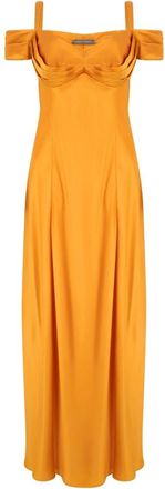 Alberta Ferretti Lange jurk met dunne bandjes - Dames - Maxi kleedjes - Oranje - L - Satijn - Kleedjes