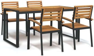 vidaXL 5 Piece Garden Dining Set Solid Wood Acacia and Metal vidaXL