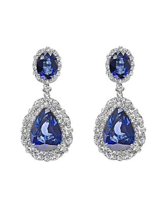 House of Brilliance Haus Of Brilliance Colorful Gemstones 18K 26.31 Ct. Tw. Diamond & Sapphire Dangle Earrings