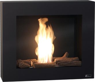 Purline Purline - Chimenea De Etanol Negra Con Le&ntilde;os Decorativos