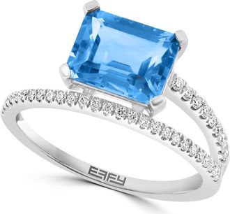 Effy Diamond & Blue Topaz Crossover Ring at Nordstrom Rack, Size 7