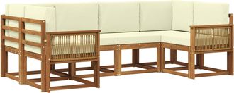 vidaXL Conjunto De Sof&aacute;s De Exterior 6 Uds. Natural Y Crema Vidaxl