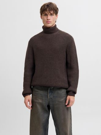 Jack & Jones Rollkragenpullover JACK & JONES JORBLEECKER KNIT ROLL NECK BF, Herren, Gr. XS, mulch detail:schwarz, Strick, Obermaterial: 65% Polyacryl, 35% Baumwoll