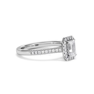 The Diamond Store Lumia Cut Emerald Cut Lab Diamond Halo Ring 0.70ct F/VS in 9K Gold